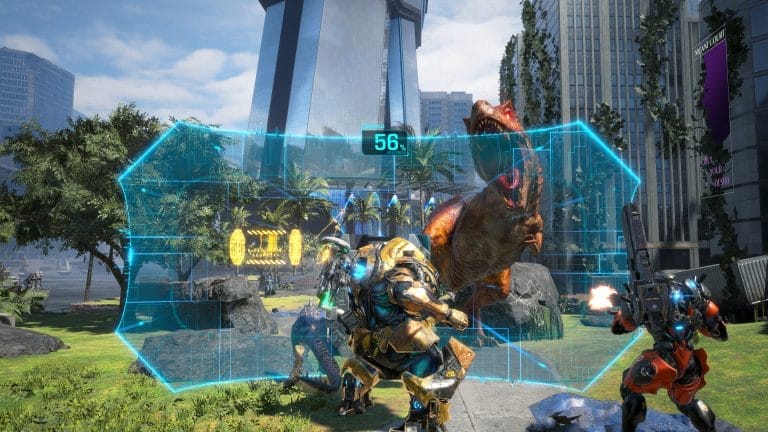 Dinosaurussen en Neosaurussen in de TGS story trailer van Exoprimal