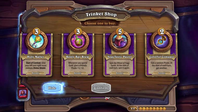 Hearthstone Battlegrounds Season 8 trinkets