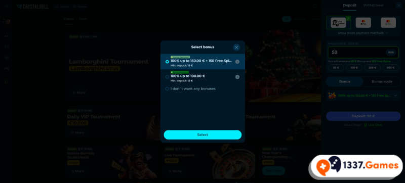 CrystalRoll bonus activeren betaalmethoden casino